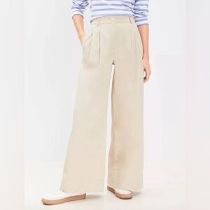 NWT Loft Petite Poplin Wide Leg Pants Beige Size 00